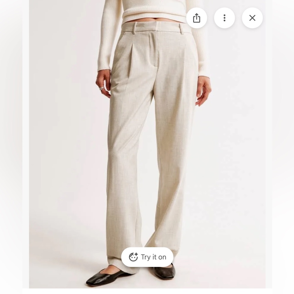 Abercrombie & Fitch Women's Cream Straight Leg Trouser Pant- Size Small